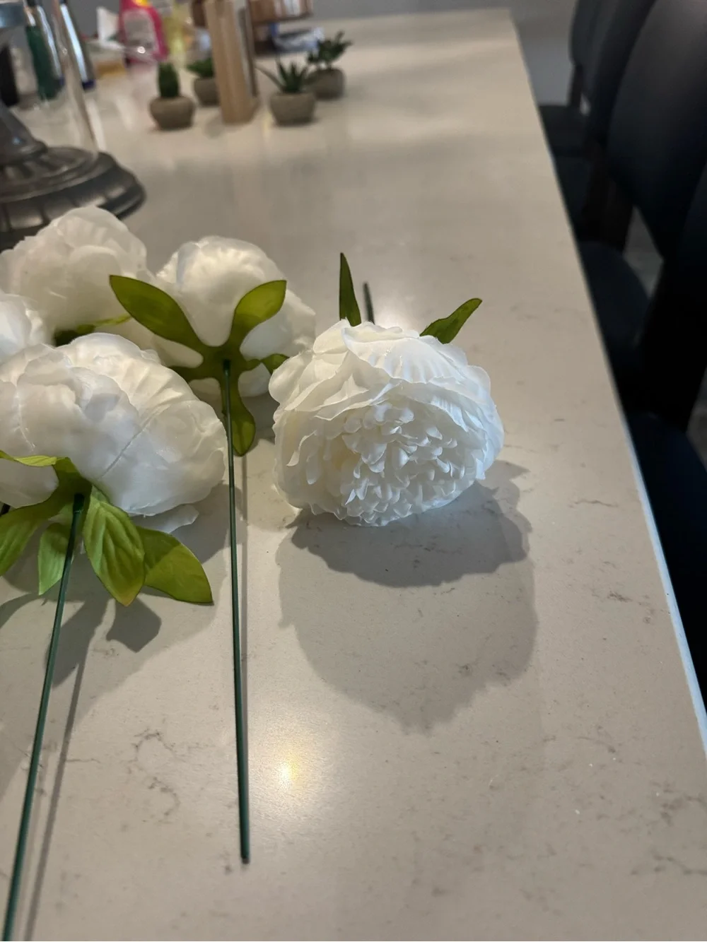 White Artificial Peony Stem - Set of 6
